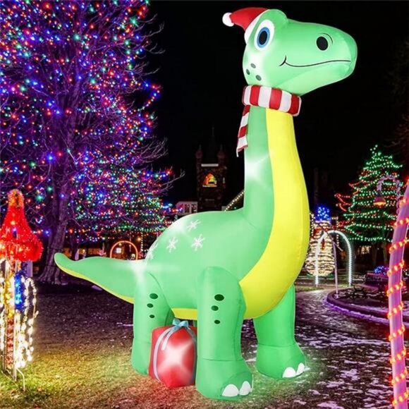6FT Brachiosaurus Dinosaur Christmas Inflatables Outdoor...